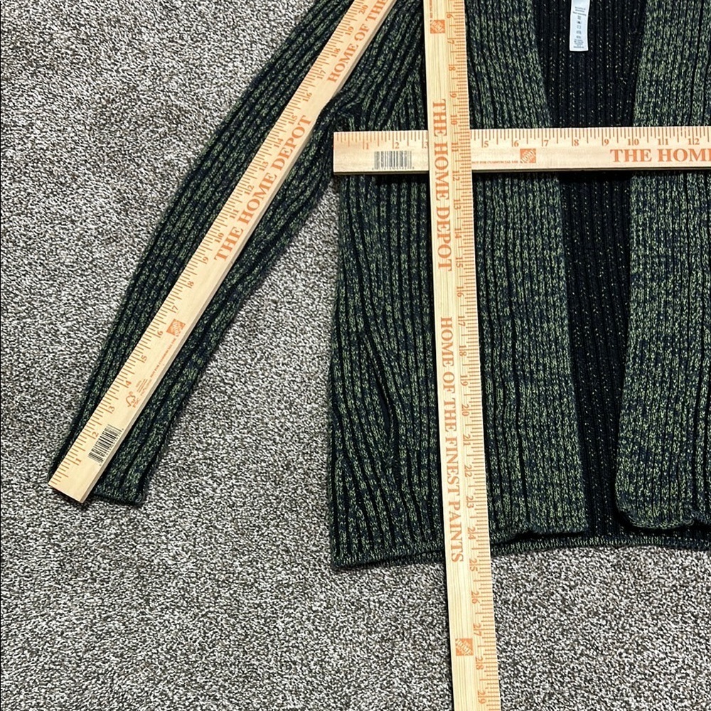 Lululemon Cotton-Cashmere Blend Sweater Cardigan Wrap Green Black Size 2 - Picture 6 of 12
